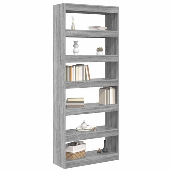 vidaXL Gabinete de Livros com prateleira Cinza Sonoma 80 x 30 x 198 cm