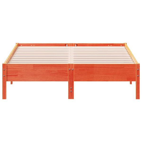 vidaXL Cama sem colch&atilde;o 135x190 cm madeira pinho maci&ccedil;a castanho-mel
