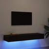 vidaXL Arm&aacute;rios de TV com luzes LED 2 pe&ccedil;as carvalho preto 60x35x15,5 cm