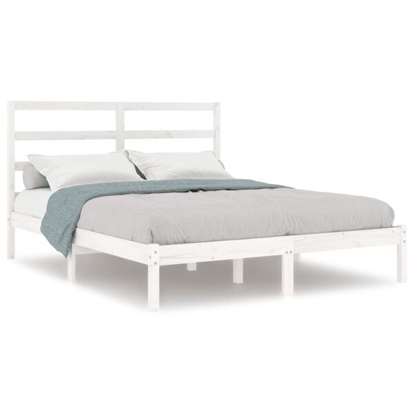 vidaXL Cama sem colchão 120x200 cm madeira de pinho maciça branco