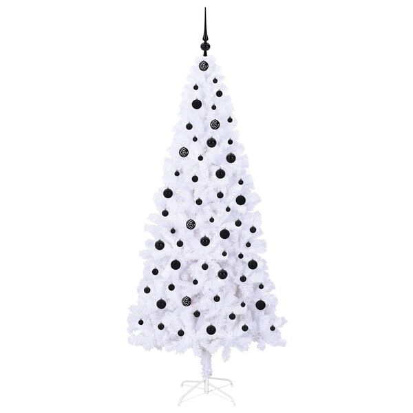 vidaXL Árvore de Natal Artificial com 300 LEDs Branco 210 cm PVC e Aço