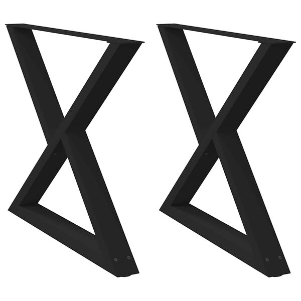 vidaXL Pés para mesa de jantar 2 peças preto 90x(72-73,3) cm aço