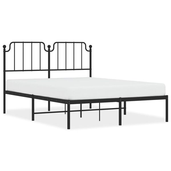 vidaXL Estrutura de cama com cabeceira 140x190 cm metal preto