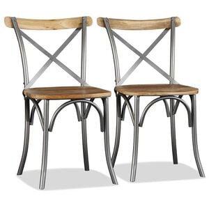 vidaXL Cadeiras de jantar 2 pcs madeira de mangueira maci&ccedil;a