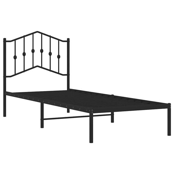 vidaXL Estrutura de cama com cabeceira 90x200 cm metal preto