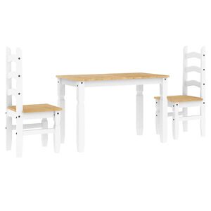vidaXL 3 pcs conjunto de jantar PANAMA madeira pinho maci&ccedil;a branco