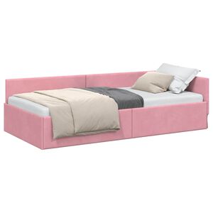 vidaXL Estrutura de Cama de Canto Rosa 80 cm x 200 cm Veludo