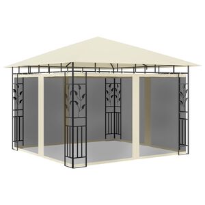 vidaXL Gazebo com rede mosquiteira 3x3x2,73 m 180 g/m² creme