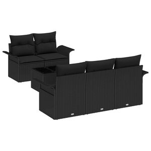 vidaXL Conjunto de Sof&aacute; de Jardim 6 pcs Preto Rattan e A&ccedil;o e Vidro