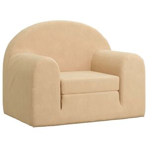 vidaXL Sof&aacute;-cama infantil peluche macio creme