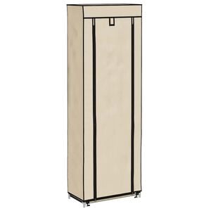 vidaXL Sapateira com cobertura 57x29x162 cm tecido creme