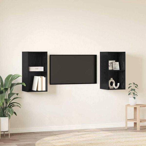 vidaXL Conjunto de m&oacute;vel de TV 2 pcs Carvalho Preto 37 x 37 x 72 cm