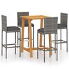 vidaXL 5 pcs conjunto de bar para jardim com almofad&otilde;es cinzento