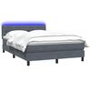 vidaXL Cama box spring c/ colch&atilde;o e LED 140x220 cm veludo cinzento-escuro