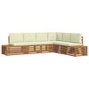 vidaXL Conjunto de Sof&aacute;s para Exterior 6 Pe&ccedil;a Natural e Creme