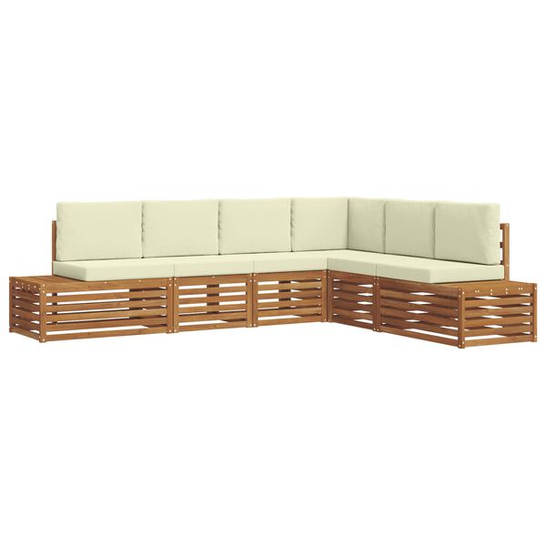 vidaXL Conjunto de Sof&aacute;s para Exterior 6 Pe&ccedil;a Natural e Creme