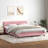 vidaXL Cama box spring c/ colch&atilde;o e LED 180x210 cm veludo Rosa