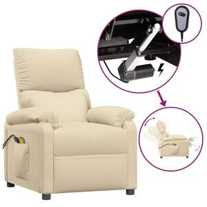 vidaXL Poltrona elevat&oacute;ria de massagens el&eacute;trica tecido creme