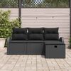 vidaXL Conjunto de Sof&aacute; de Jardim com almofada 4 pcs Preto vime PE