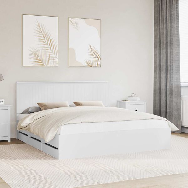 vidaXL Estrutura da Cama Branco 180 x 200 cm Madeira de Engenharia