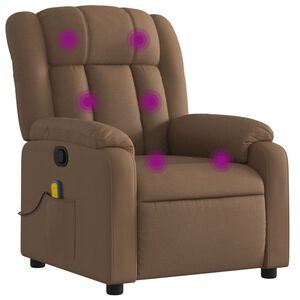 vidaXL Poltrona de massagens reclin&aacute;vel tecido castanho