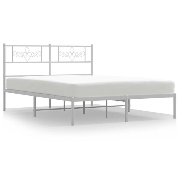 vidaXL Estrutura de cama com cabeceira 135x190 cm metal branco