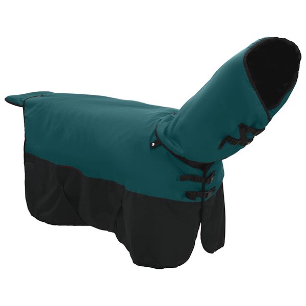 vidaXL Cobertor de Cavalo Verde Escuro e Preto 115 cm Poli&eacute;ster
