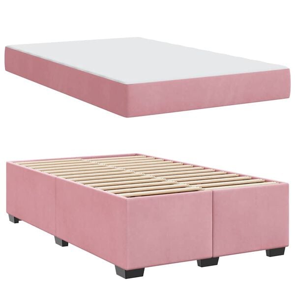 vidaXL Estrutura da Cama com colch&atilde;o Rosa 120 x 190 cm tecido