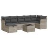 vidaXL 8 pcs conj. sof&aacute;s jardim c/ almofad&otilde;es vime PE cinzento-claro