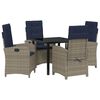 vidaXL Conjunto de Jantar para Jardim 5 unid. Cinzeto vime PE
