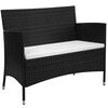 vidaXL Banco de jardim 90 cm vime PE preto
