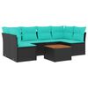 vidaXL 7 pcs conjunto de sof&aacute;s p/ jardim c/ almofad&otilde;es vime PE preto