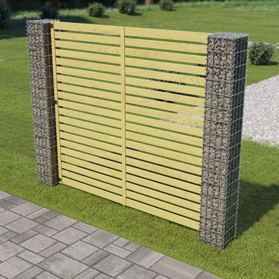vidaXL Painel de vedação de jardim c/ postes gabião 180x180 cm pinho