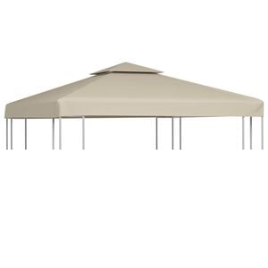 vidaXL Cobertura de substitui&ccedil;&atilde;o p/ gazebo 310 g/m&sup2; bege 3x3 m
