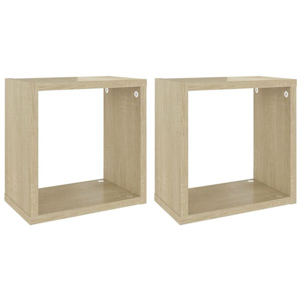 vidaXL Prateleiras de parede em forma de cubo 2 pcs 26x15x26 cm sonoma