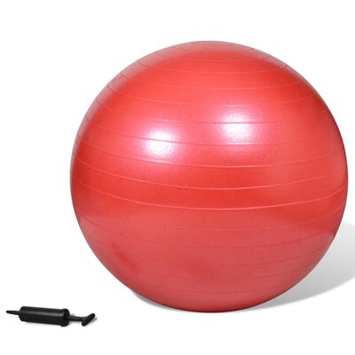 Bola de equilíbrio para fitness e exercício + bomba, 75 cm, vermelha