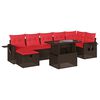 vidaXL Conjunto de sof&aacute; de jardim com 8 pe&ccedil;as e almofadas em rattan sint&eacute;tico marrom