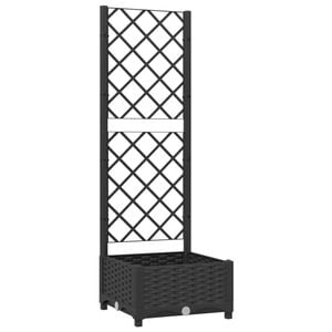 vidaXL Vaso de jardim com treli&ccedil;a preto 40x40x121,5 cm PP