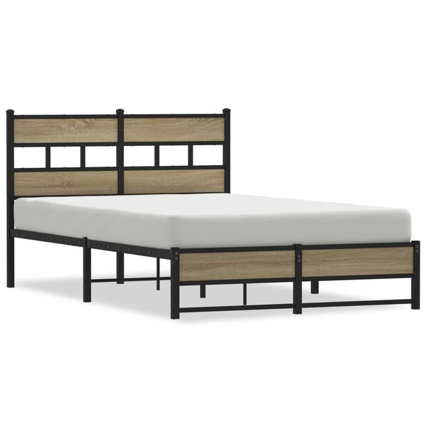 vidaXL Estrutura de cama sem colch&atilde;o 120x190 cm metal carvalho sonoma