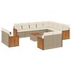 vidaXL 13 pcs conjunto de sof&aacute;s p/ jardim com almofad&otilde;es vime PE bege