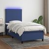vidaXL Cama box spring c/ colch&atilde;o e LED 90x200 cm tecido azul