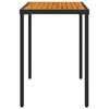 vidaXL Mesa de jardim com tampo em ac&aacute;cia 115x54x74 cm vime PE preto