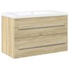 vidaXL 2 pcs conj. m&oacute;veis casa banho derivados madeira carvalho sonoma