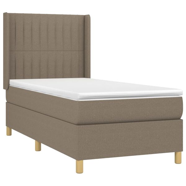 vidaXL Cama box spring + colch&atilde;o/LED 90x200cm tecido cinza-acastanhado