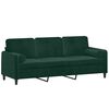vidaXL Sof&aacute; 3 lug. c/ almofadas decorativas 180 cm veludo verde-escuro