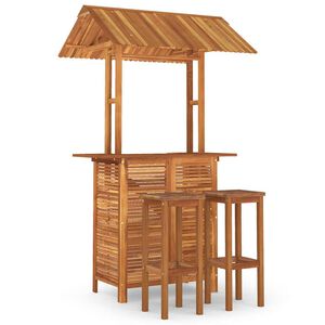 vidaXL 3 pcs conjunto de bar para jardim madeira de ac&aacute;cia maci&ccedil;a