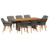 vidaXL Conjunto de Jantar para Jardim 9 pcs Cinzeto vime PE
