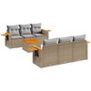 vidaXL 7 pcs conjunto de sof&aacute;s p/ jardim com almofad&otilde;es vime PE bege