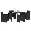 vidaXL Conjunto de Jantar para Jardim com almofada 5 pcs Preto vime PE