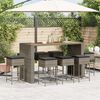 vidaXL 9 pcs conjunto de bar p/ jardim c/ almofad&otilde;es vime PE cinzento